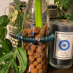 Bottle Bottle Tree Bracelets - Haint Blue with Metal Skull & Waves