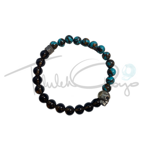 Luxe Gemstone Bracelets – Olokun’s Secret – Chrysocolla & Smoky Quartz - 8mm