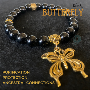 Black Butterfly - Obsidian - 8mm