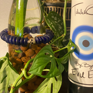 Bottle Bottle Tree Bracelets - Spirit Blue with Metal Skull & Waves